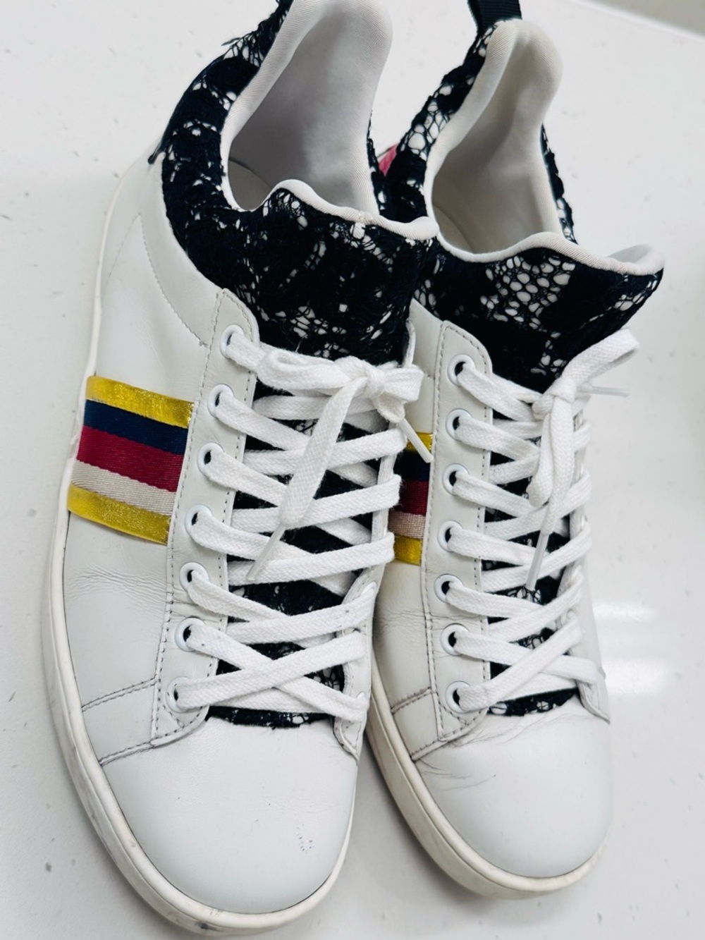 Gucci Ace Sylvie Web Accent Leather Sneakers